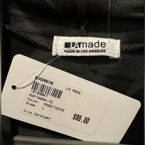 LA Made Open Front Tie Dye Long Sleeve Moss/Black Modal Long Sleeve Womens L - Picture 4 of 4